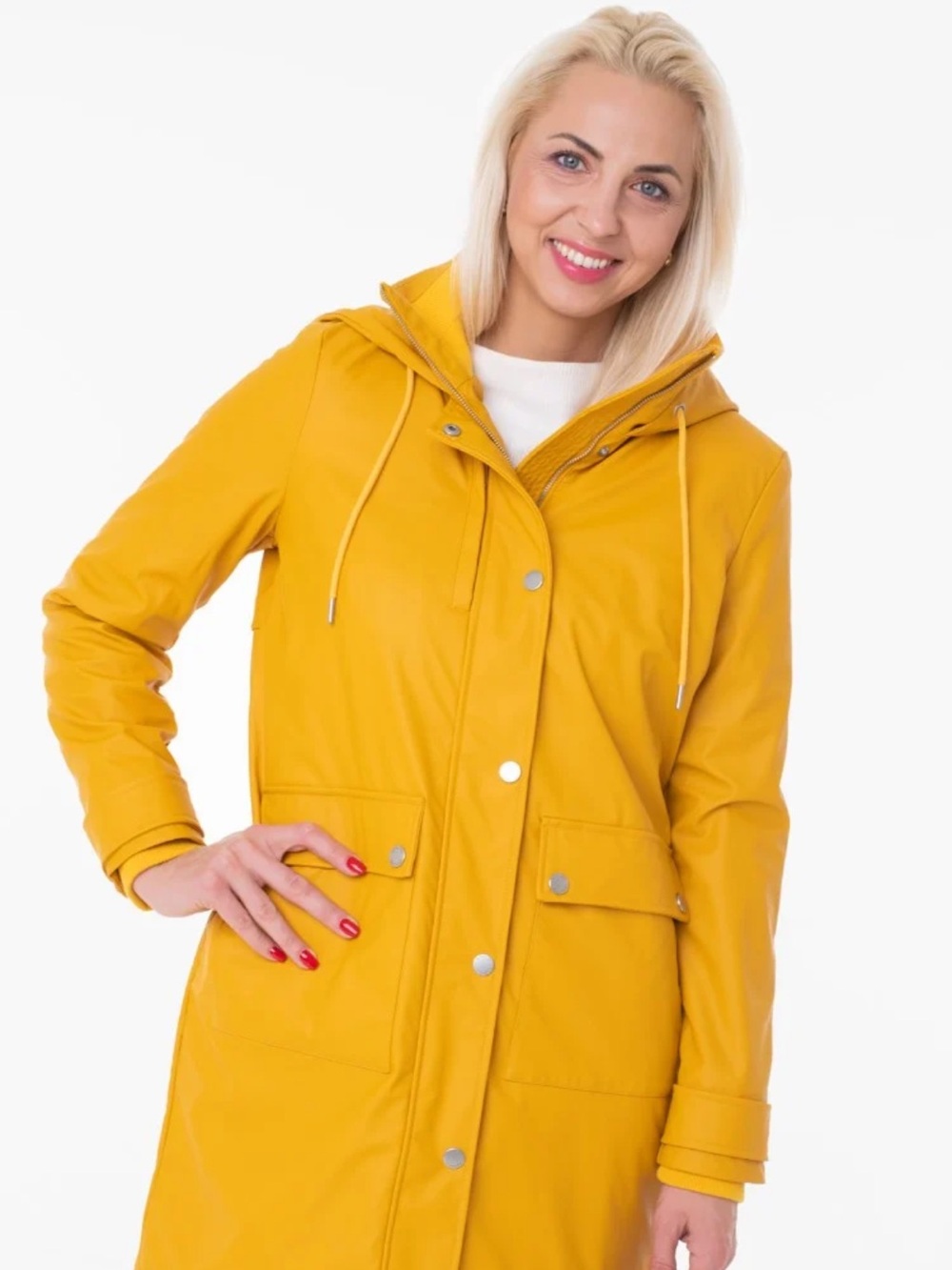Mustard Yellow Hooded Trench Coat - Picture 2 of 5